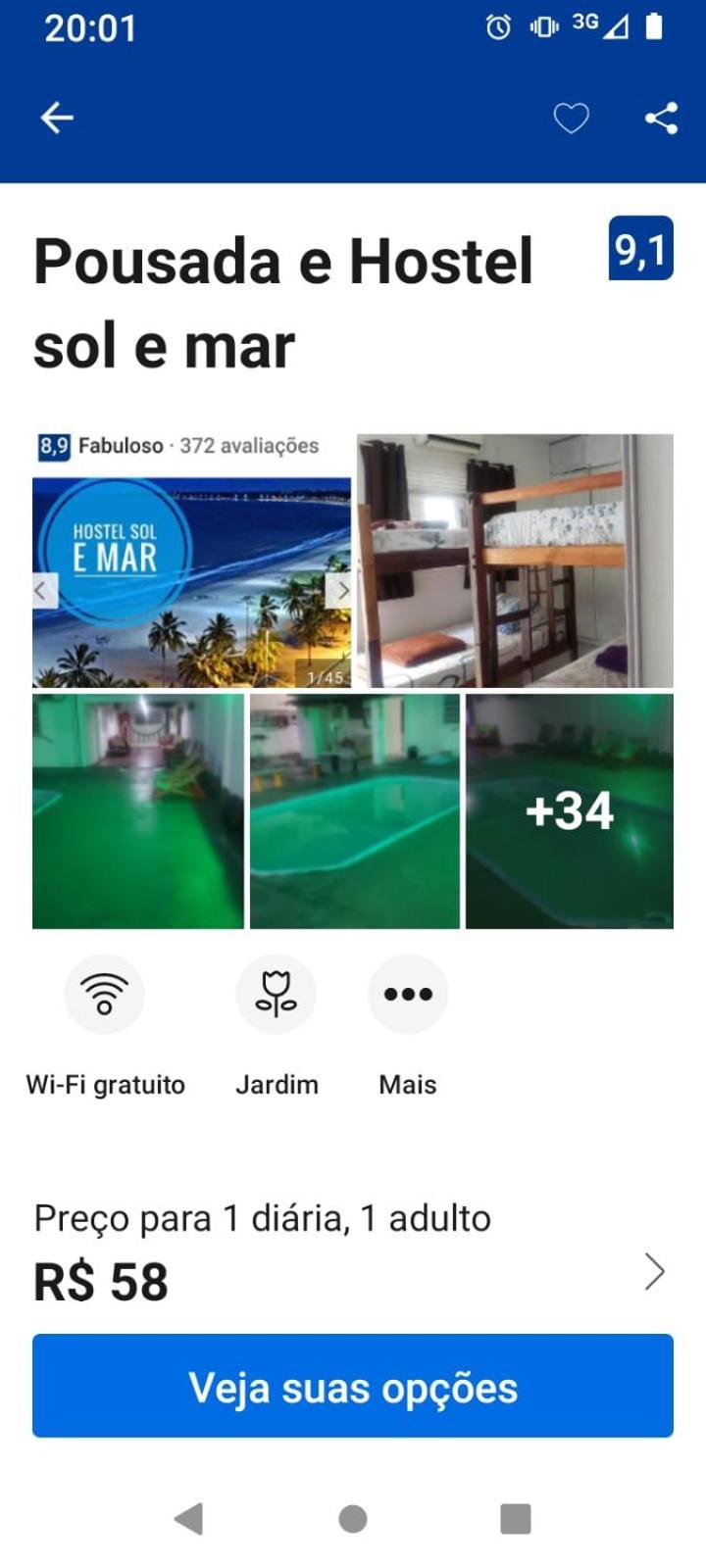 Hostel E Pousada Sol E Mar Жуан-Песоа Экстерьер фото
